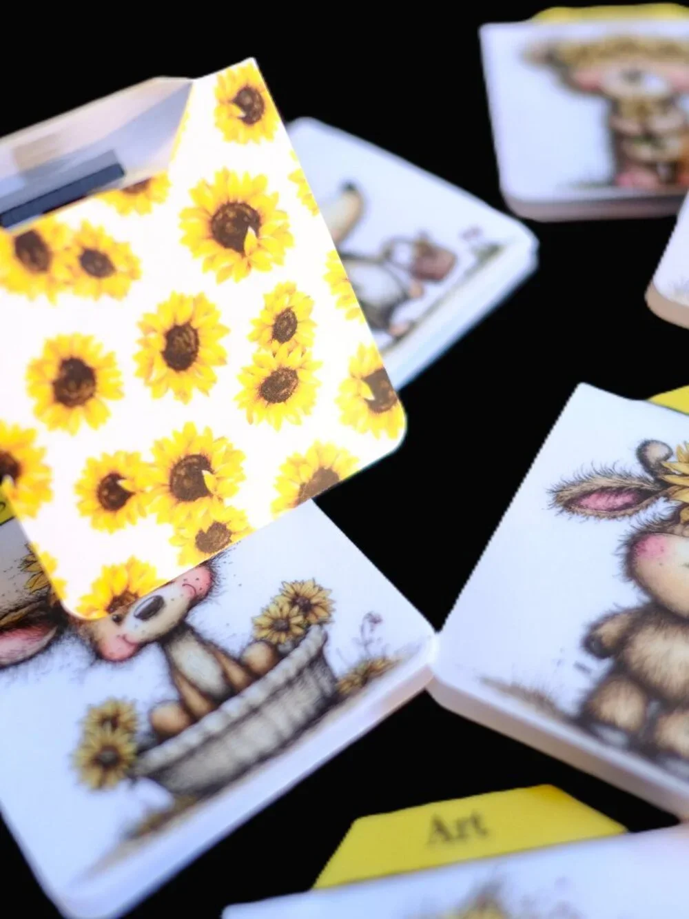 Handmade School Subject Magnetic Tabs, dividers, whimsical animals sunflowers